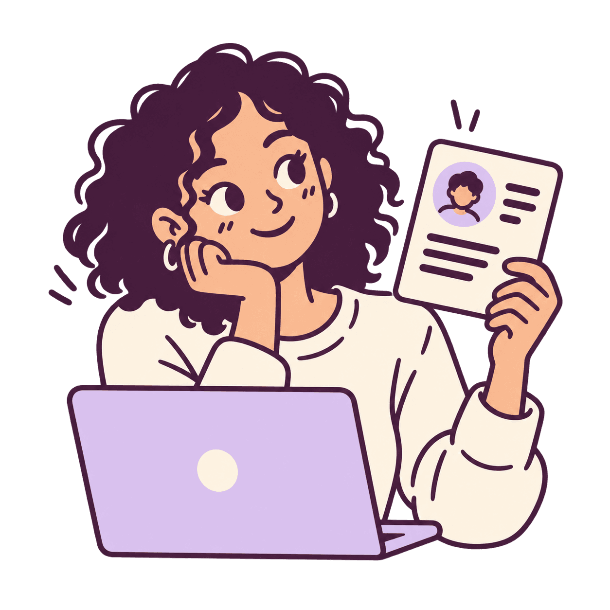 A person thoughtfully reviewing a renter profile