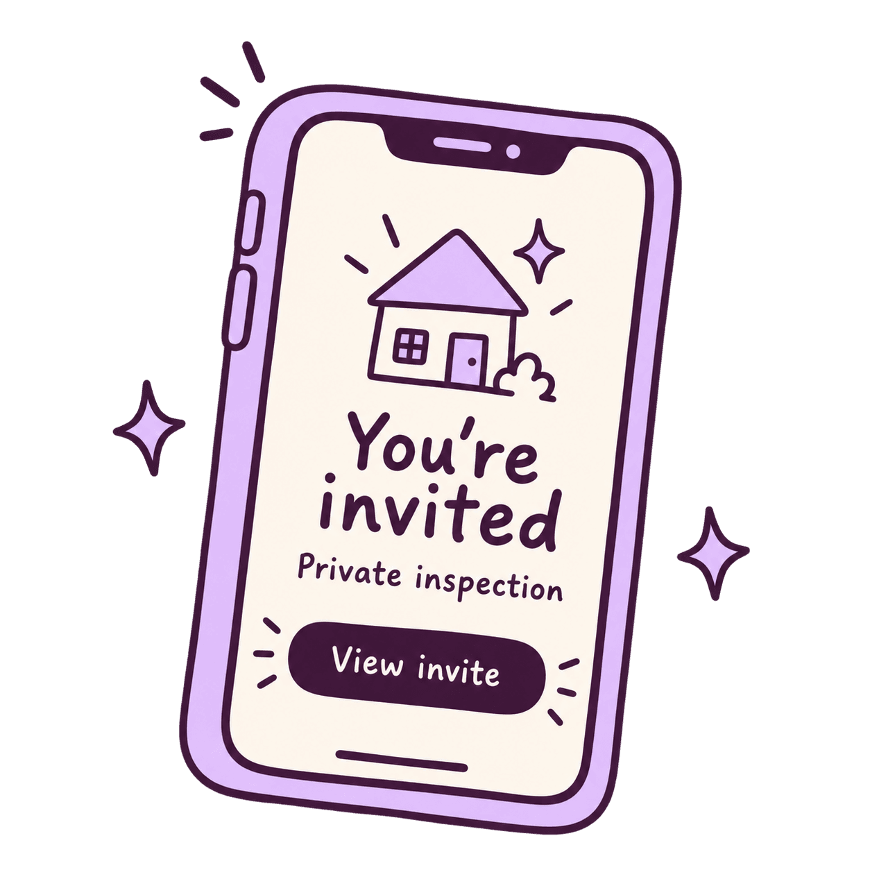A phone showing a private inspection invitation