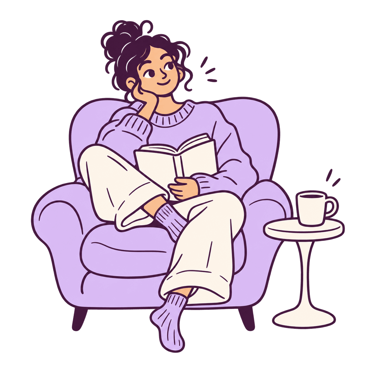 A renter relaxing in an armchair with a book