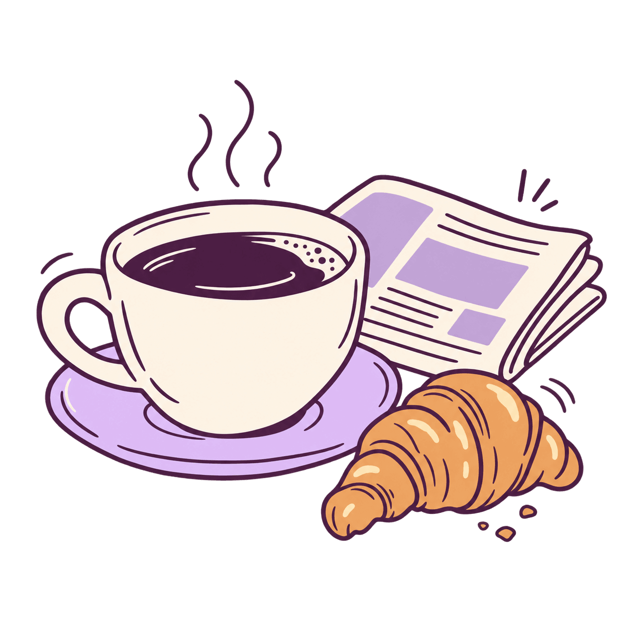 Coffee, a croissant and a newspaper for a slow Saturday